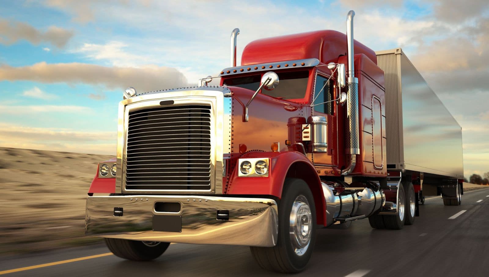 Trucks at sunset